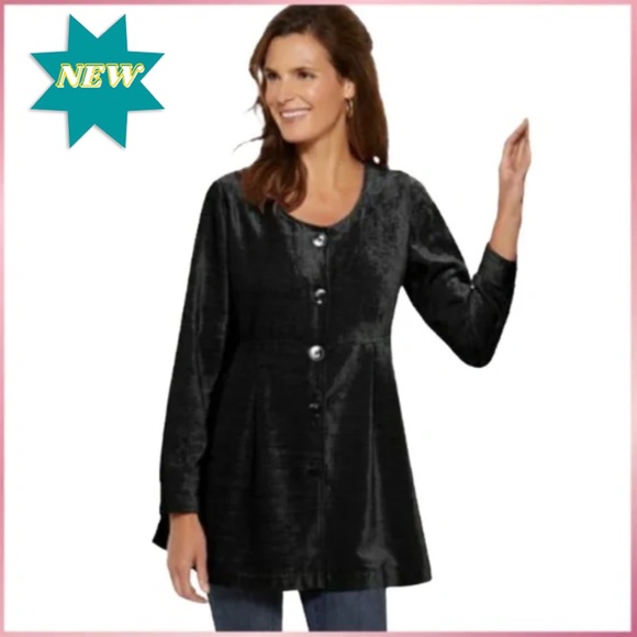 Soft Surroundings Fiona Shirt Black Chenille A-Line Tunic New With Tags - Small - Picture 1 of 5
